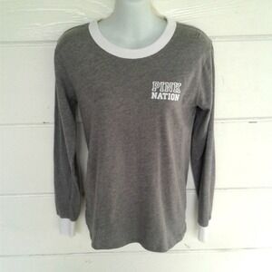 Pink by Victoria's Secret Women's Gray Top Long Sleeves T-Shirt Size XS